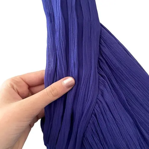 Banana Republic  deep royal blue silk midi v-neck dress knee length sleeveless fo