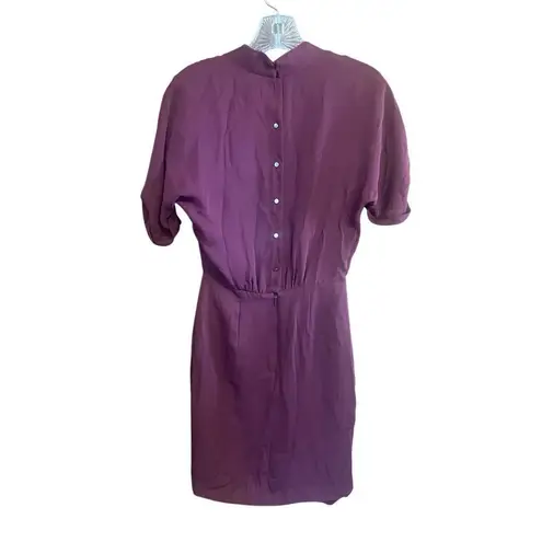 Reiss Camden Wine Color Faux Wrap Back Button Classic Dress Sz 0 NWT