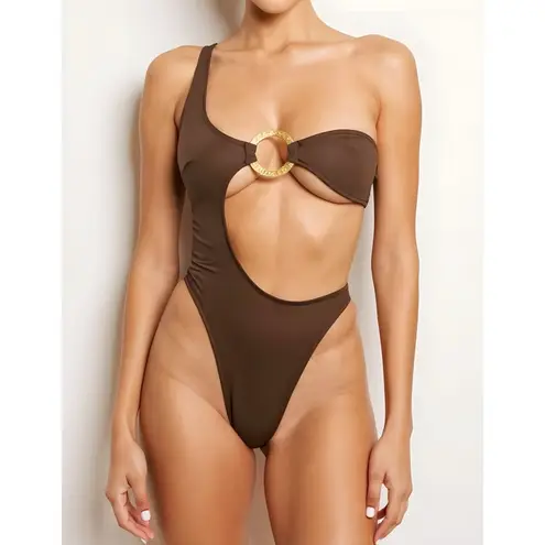 ADORA SWIM Adora One Shoulder Swim, Brown, Medium Brown