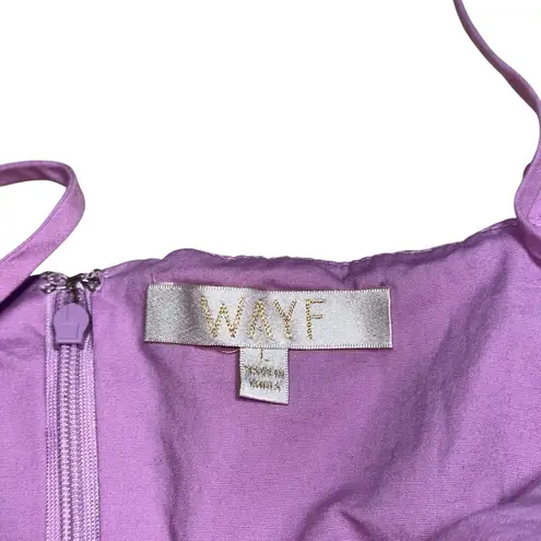 WAYF Wisteria Pink Tiered Cotton Midi Summer Dress Womens L