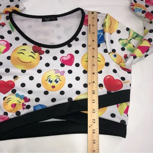 Love j USA Emoji Cropped Long Sleeve Top Polka Dot Size M/L
