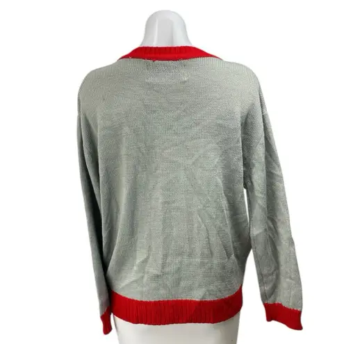 Women's Gray Nutcracker Ballerina Whimsical Button Up Cardigan Sweater Size M Size M