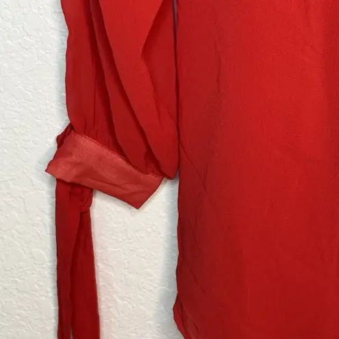 Isabel Maternity Long Sleeve Corsetry Woven Maternity Shirt Red Size Small NEW!