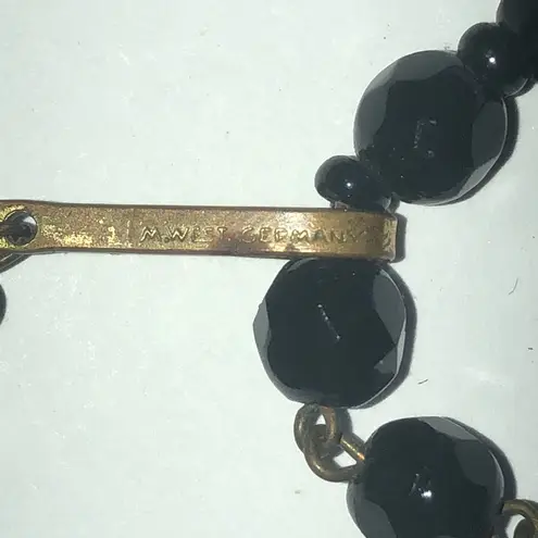 M. West Germany Elegant Black Glass Beaded Choker Necklace