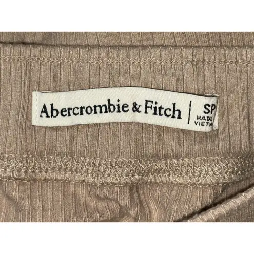 Abercrombie & Fitch  Tan Ribbed Knit Button Down Side Slit Midi Skirt Size Small