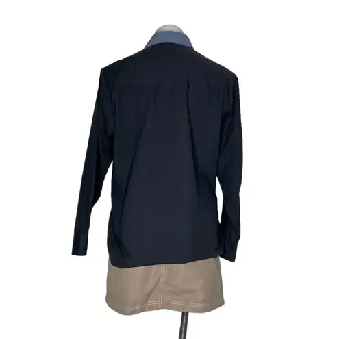 ELY Country Charmers Western Shirt USA Flag Horses Black Snaps Vintage 70’s Blue Size L