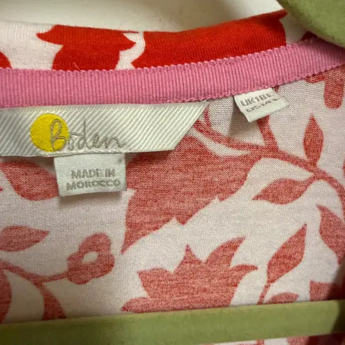 Boden Fixed Wrap Jersey Dress Papaya Botanic Silhouette 14 Long 14L Red