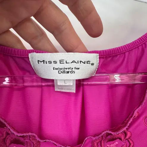 Vintage Miss Elaine Nightgown Short Sleeve Sleep Dress Pink Nylon Large