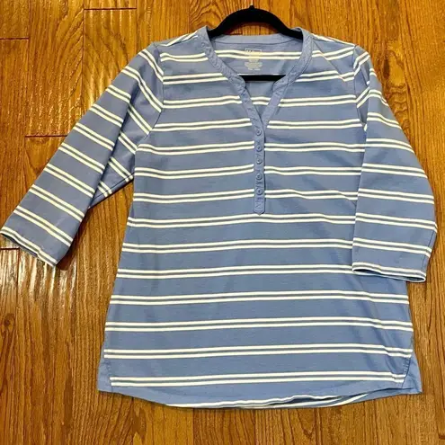 L.L.Bean SALE  blue and white striped cotton top size medium