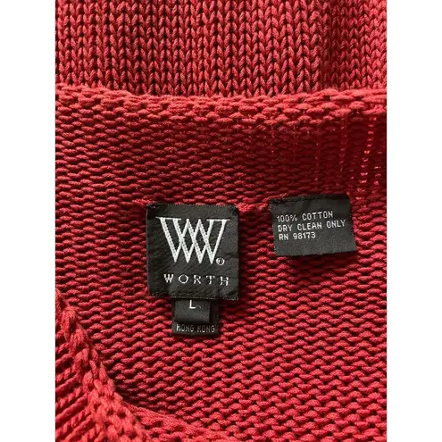 W By Worth Brick Red Knit Funnel Neck Pullover Sweater Size Large