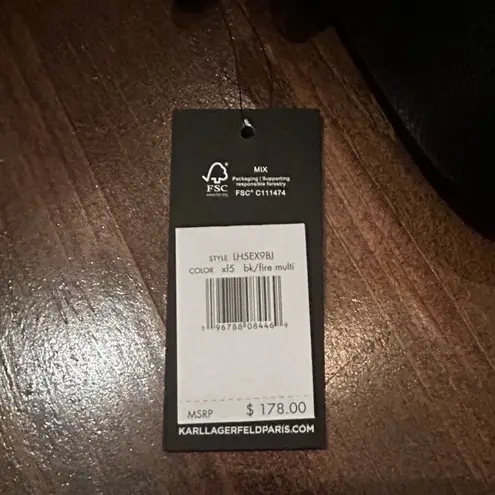 Karl Lagerfeld Paris Maybelle Crossbody Purse Double Zipper Black With Mini Bag