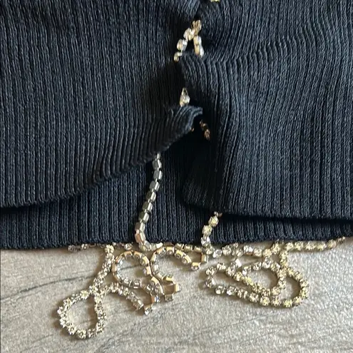 Bershka Black Crop Tank Top with Tie Front