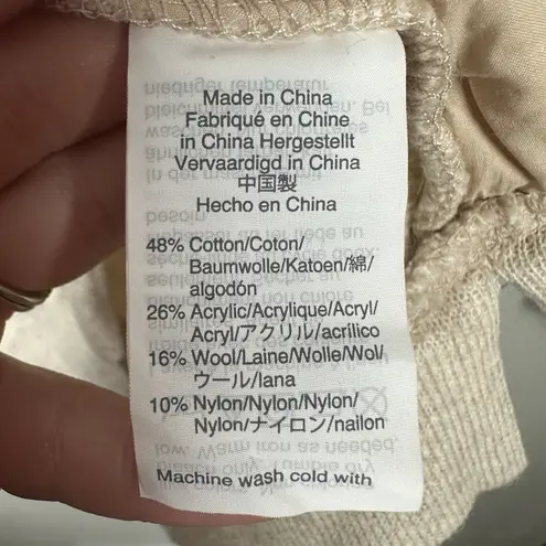 NEW J CREW Funnelneck Sweatshirt Womens Medium Beige Wool Blend Cowl Pullover Tan