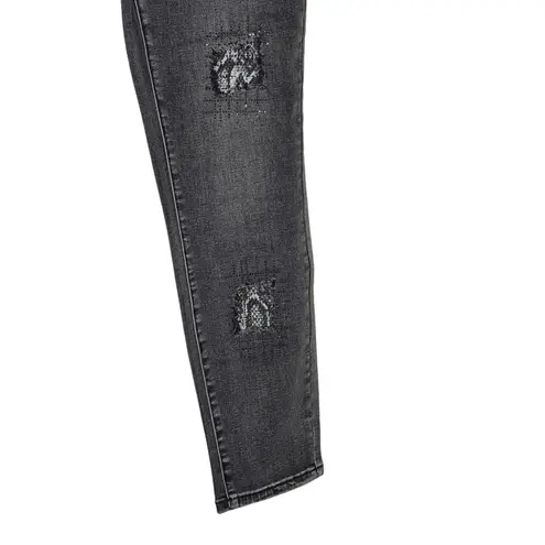 Joseph Ribkoff Women's Jeans Stretch Rhinestone Stud Snake Distressed Denim 2