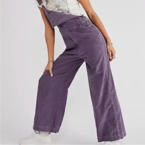 Free People  We The Free Super Slouchy Cord Overalls Purple Size XS