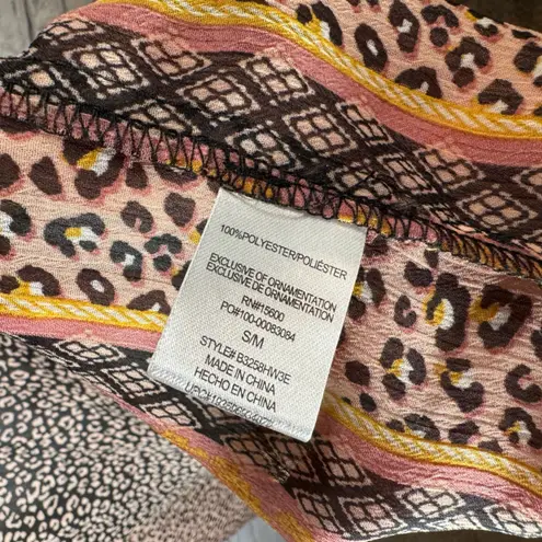 Democracy 3/4 sleeve double ruffle stripe animal print kimono size small/medium