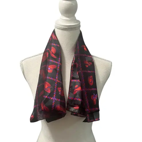 VTG Silk Feel Red Hat Society Scarf & Lapel Hat Pin 2 piece set