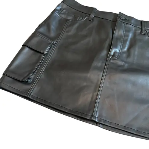 Pistola Rhea Black Faux Vegan Leather Mini Skirt Cargo Pockets Size 31 Women's