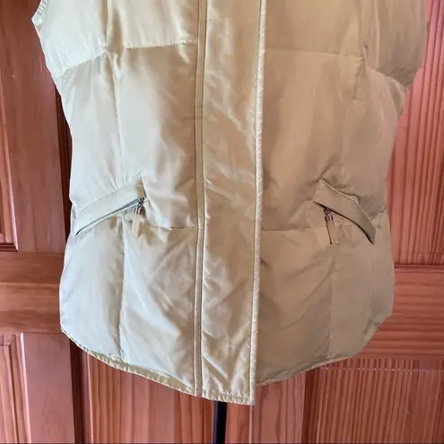 Talbots  Petites Quilted Goose Down Feather Puffer Vest Green Size Medium