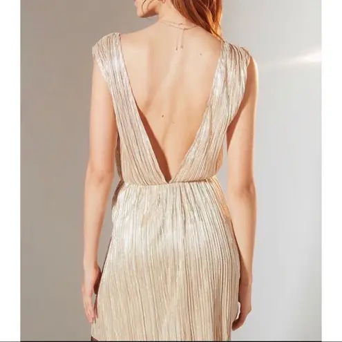 Urban Outfitters UO Oh My Love Shimmer Pleated Fit + Flare Dress