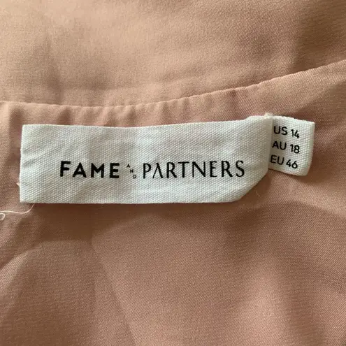 Fame and Partners Georgette Blush Pink V-Neck Wrap Gown Cocktail Dress Size 14