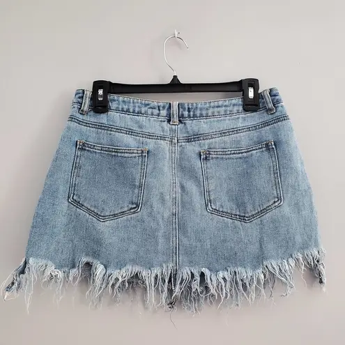 Forever 21  Frayed Edge Mini Blue Jean Skirt L