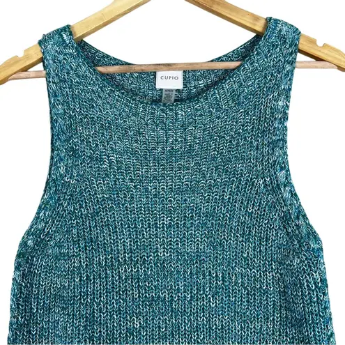 cupio Tank Top Womens M Blue Cotton Knit Sleeveless Coastal Grandmother