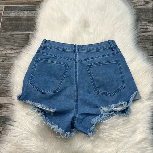 Princess Polly  High Rise Distressed Denim Shorts