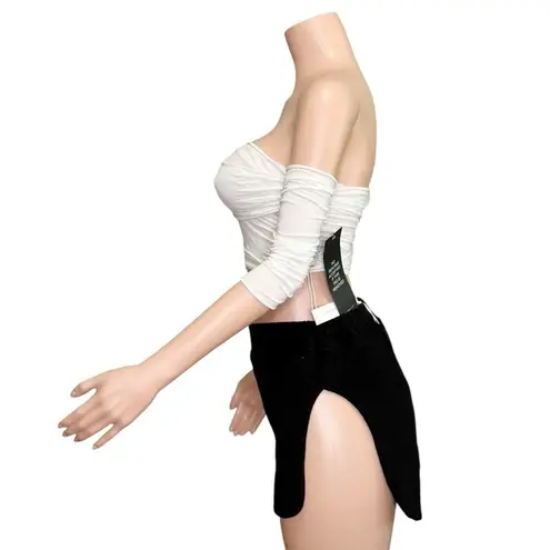 ARE YOU AM I Nicia Plush Terry Mini Skirt, Black, XS Black