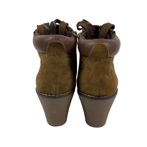White Mountain *New Liberty Wedge Ankle Booties Womens 9M Brown Suede Lace Up