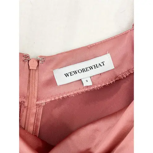 We Wore What NEW Pink Satin Mini Dress size 2 Puff Sleeve Barbie Princess Slip