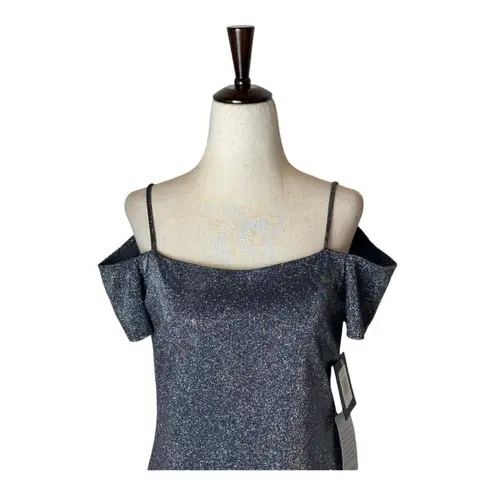 Marina Gunmetal Metallic Silver Cold Shoulder Mini Dress Size S NWT Silver