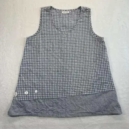 Habitat Sleeveless Top Gingham Checkered Button Accent Casual Comfy Size L READ