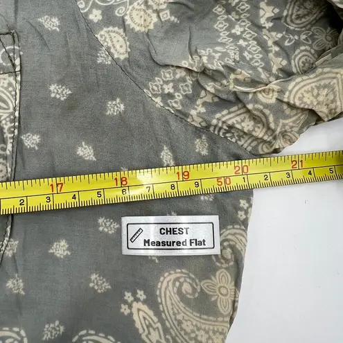 Aratta Silent Journey Button Down Shirt Floral Blouse Paisley Top Green Size M