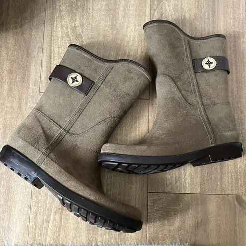 Charleston Shoe Co Legare Mid Calf Rain Boots Olive Brown Size 7 Green