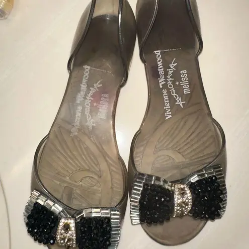 Vivienne Westwood x Mini Melissa Black Bow Women's Shoes size 38