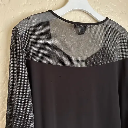 Adele & May Black Scoop Neck 3/4 sheer sparkly Sleeve Blouse size 3X