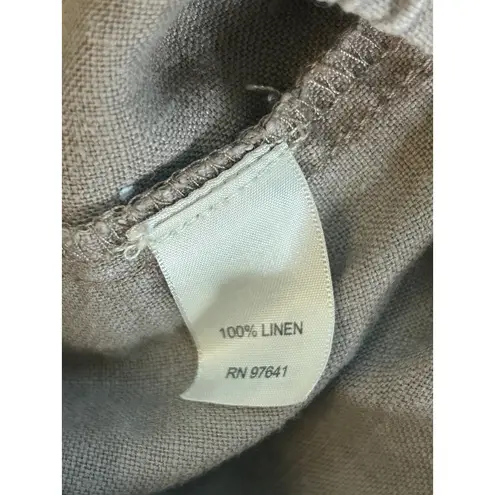 J.Jill Linen Pants Pull On Elastic Waist Casual Neutral Trousers Medium Office Tan