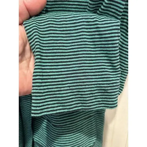 J. Jill Womens Jacket Blazer Size Medium Navy Blue Green Stripe Linen Blend NWT