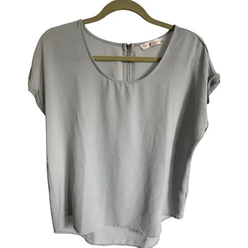 Olive & Oak Womens Top Blouse Blue Short Sleeve Relaxed Fit XL Extra Large