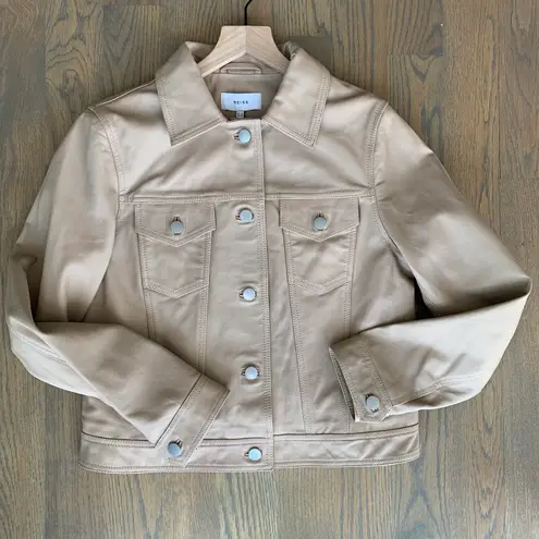 Reiss NWT Piper Leather Jacket in Neutral Size UK14/US10