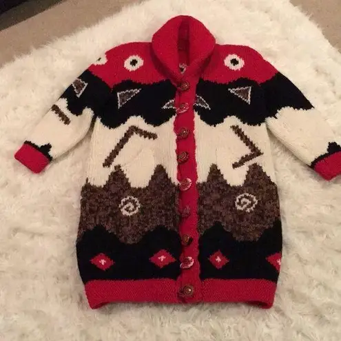 THICK, warm, button up long sweater coat overseas! Hand made with perfection