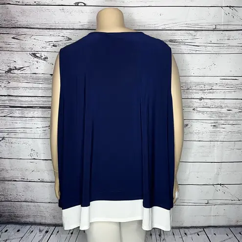 Nina Leonard Nine Leonard NWT 5X Navy Blue - White Layered Matte Jersey Knit Tank Top Blouse
