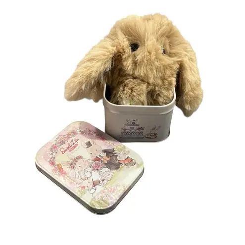 Bunny Lulu Keychain With Tin Brand New Beige Bunny Keychain Rabbit Fur Tan