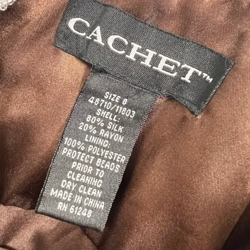 Cachet 90’s Y2K Silk Velvet Burnout Maxi Dress Beaded Whimsigoth Halter White Size 8