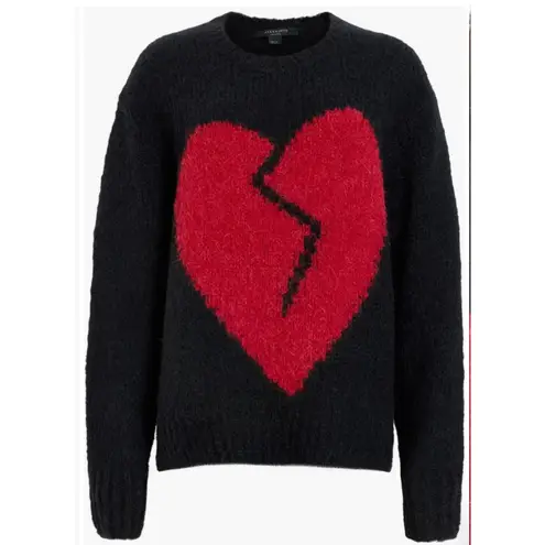 AllSaints Luv Heart Intarsia Crewneck Sweater