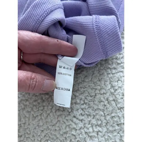 SheIn  Ribbed Crew Neck Short Sleeve Open Side Bodycon Fitted Purple Dress Sz M