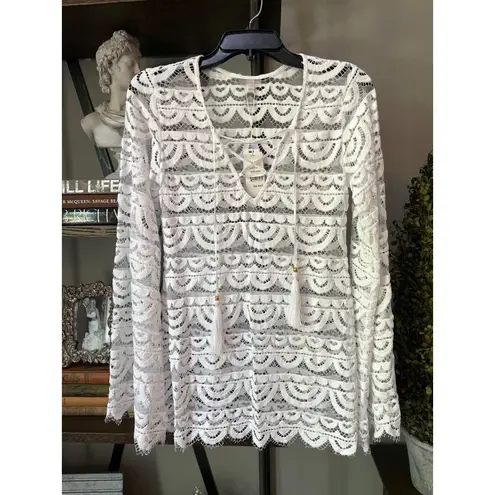 PQ Swim Noah Lace Tunic Cover Up Water Lily Womens Size XS/S White
