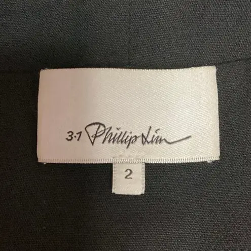 3.1 Phillip Lim Black Wool Pleated Carrot Tapered Leg Belted Paperbag Pants Sz 2