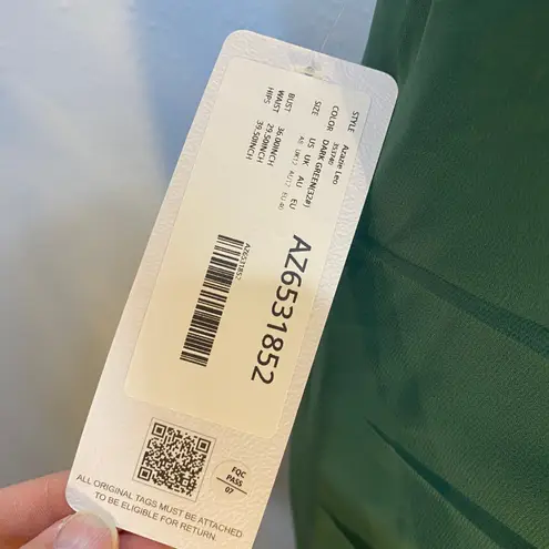 Azazie Leo Bridesmaid Dress Dark Green Formal Gown Ruched Slit Prom Award A6 NWT